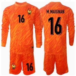 Fotbalové Dres Francie Mike Maignan #16 Brankářské Dětské Venkovní Oblečení ME 2024 Dlouhý Rukáv (+ trenýrky)